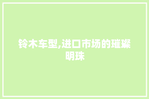 铃木车型,进口市场的璀璨明珠