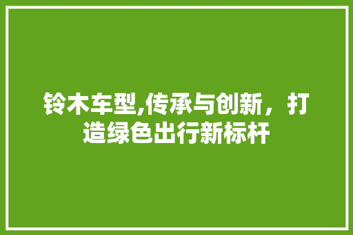 铃木车型,传承与创新，打造绿色出行新标杆