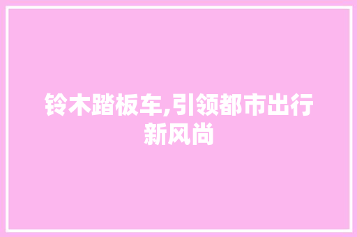 铃木踏板车,引领都市出行新风尚 新能源汽车