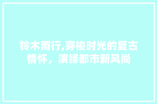 铃木雨行,穿梭时光的复古情怀，演绎都市新风尚