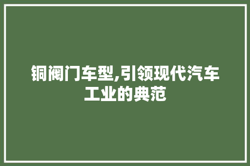 铜阀门车型,引领现代汽车工业的典范