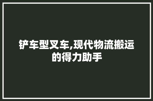 铲车型叉车,现代物流搬运的得力助手