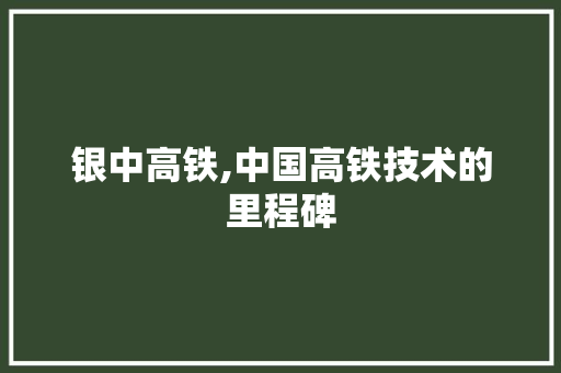 银中高铁,中国高铁技术的里程碑