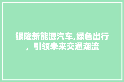 银隆新能源汽车,绿色出行，引领未来交通潮流