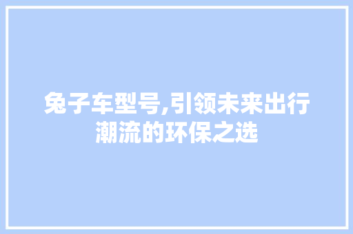 兔子车型号,引领未来出行潮流的环保之选