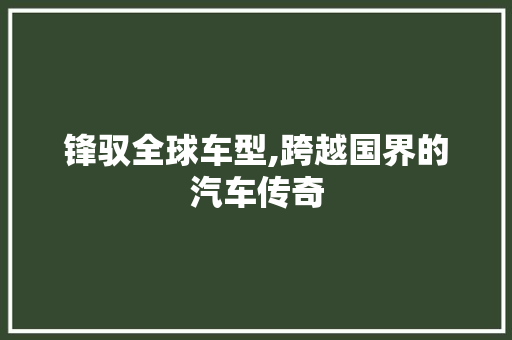 锋驭全球车型,跨越国界的汽车传奇