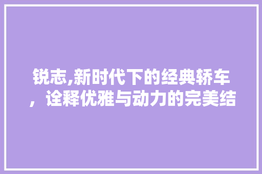 锐志,新时代下的经典轿车，诠释优雅与动力的完美结合