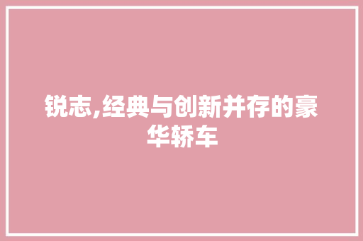 锐志,经典与创新并存的豪华轿车