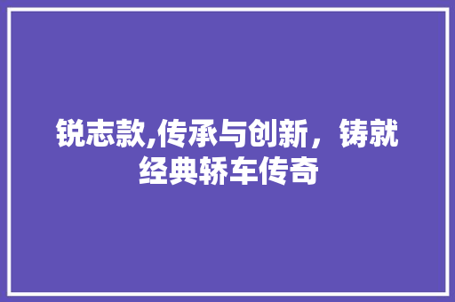锐志款,传承与创新，铸就经典轿车传奇