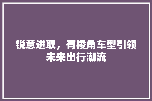 锐意进取，有棱角车型引领未来出行潮流