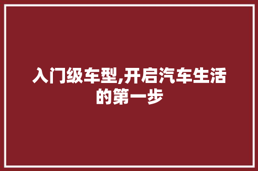 入门级车型,开启汽车生活的第一步
