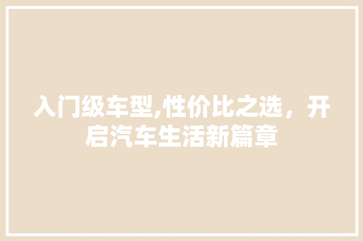 入门级车型,性价比之选，开启汽车生活新篇章