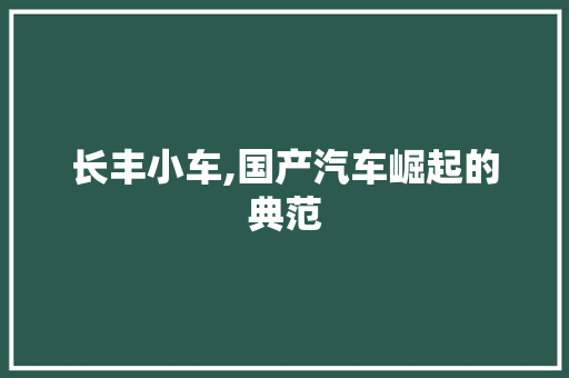 长丰小车,国产汽车崛起的典范