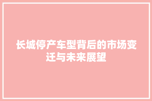 长城停产车型背后的市场变迁与未来展望 新款车型