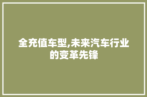 全充值车型,未来汽车行业的变革先锋