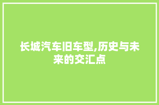 长城汽车旧车型,历史与未来的交汇点