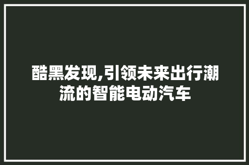 酷黑发现,引领未来出行潮流的智能电动汽车