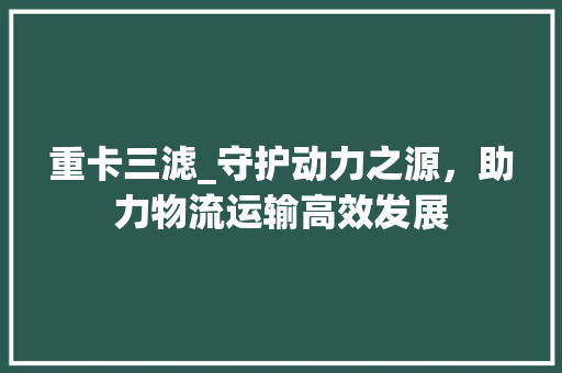 重卡三滤_守护动力之源，助力物流运输高效发展