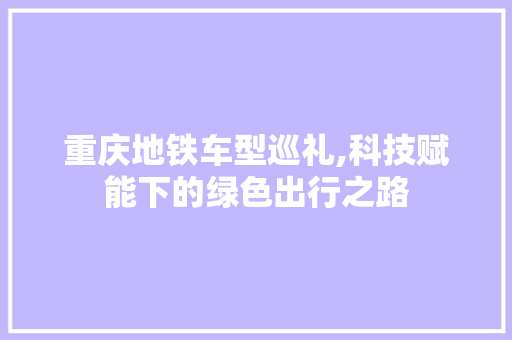 重庆地铁车型巡礼,科技赋能下的绿色出行之路 新能源汽车