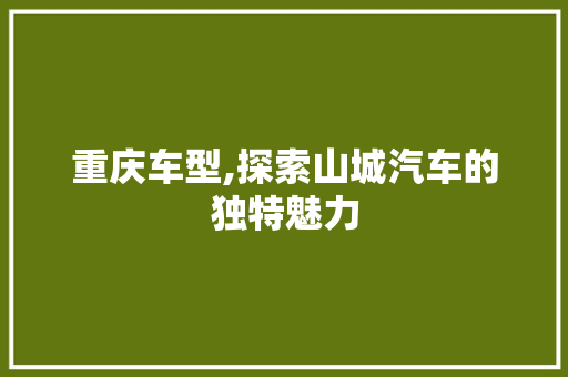 重庆车型,探索山城汽车的独特魅力