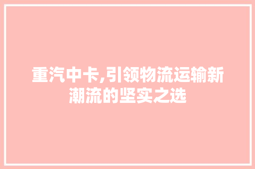 重汽中卡,引领物流运输新潮流的坚实之选