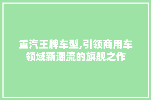 重汽王牌车型,引领商用车领域新潮流的旗舰之作