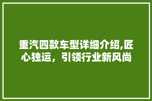 重汽四款车型详细介绍,匠心独运，引领行业新风尚