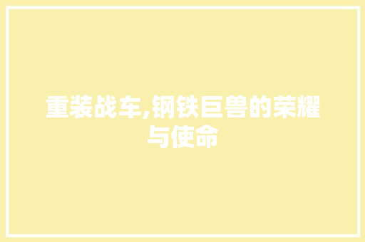 重装战车,钢铁巨兽的荣耀与使命