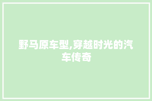 野马原车型,穿越时光的汽车传奇
