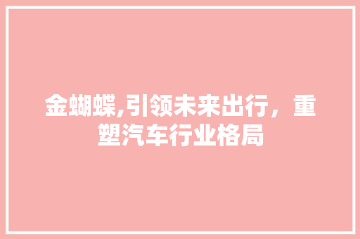 金蝴蝶,引领未来出行，重塑汽车行业格局
