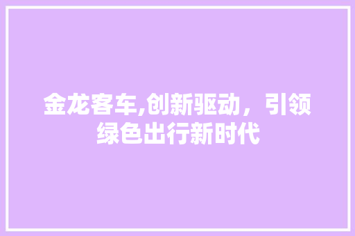 金龙客车,创新驱动，引领绿色出行新时代
