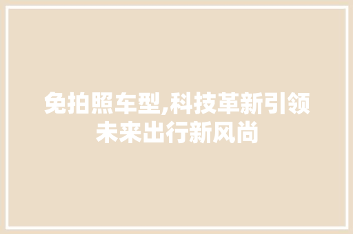 免拍照车型,科技革新引领未来出行新风尚