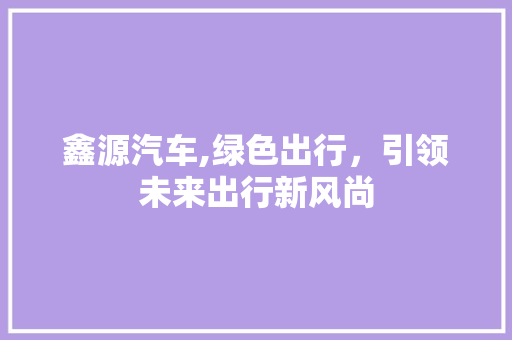 鑫源汽车,绿色出行，引领未来出行新风尚