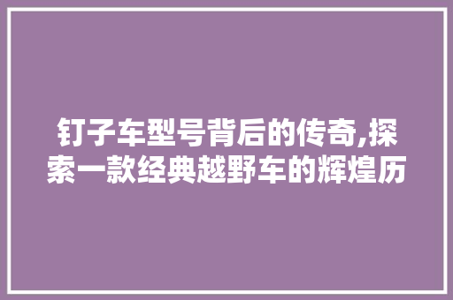 钉子车型号背后的传奇,探索一款经典越野车的辉煌历程