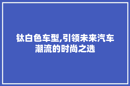 钛白色车型,引领未来汽车潮流的时尚之选
