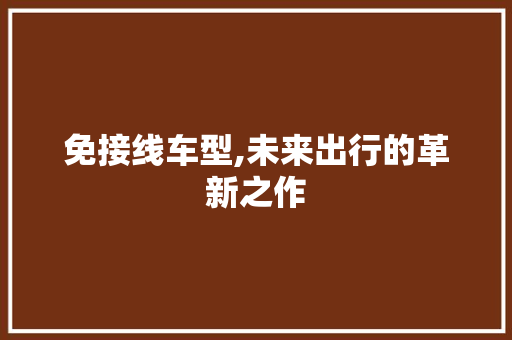 免接线车型,未来出行的革新之作