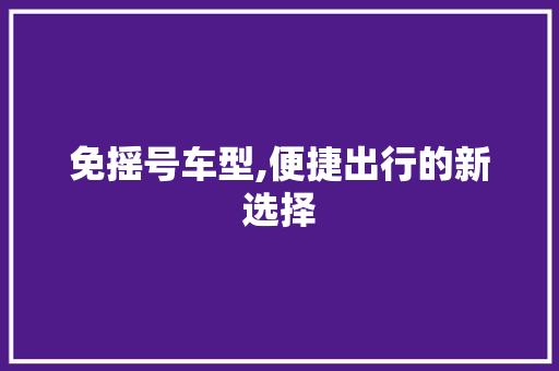 免摇号车型,便捷出行的新选择