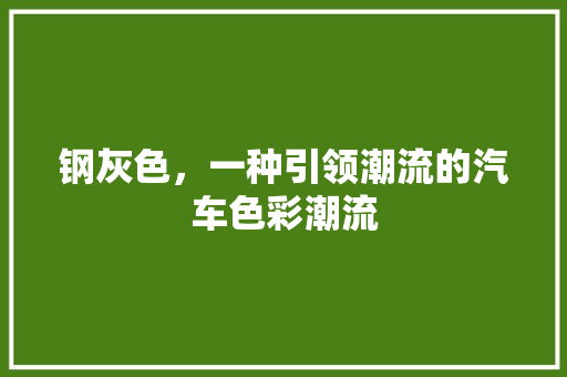 钢灰色，一种引领潮流的汽车色彩潮流