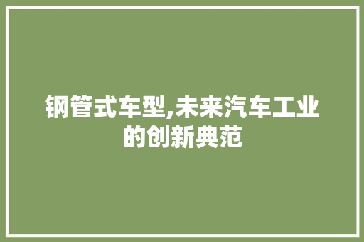 钢管式车型,未来汽车工业的创新典范