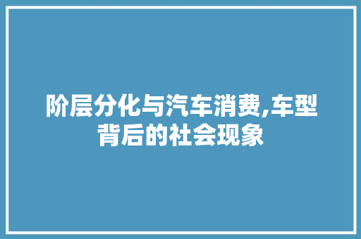 阶层分化与汽车消费,车型背后的社会现象