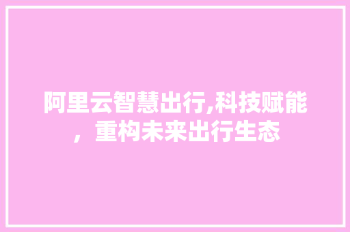 阿里云智慧出行,科技赋能，重构未来出行生态