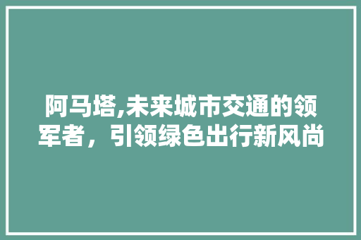 阿马塔,未来城市交通的领军者，引领绿色出行新风尚