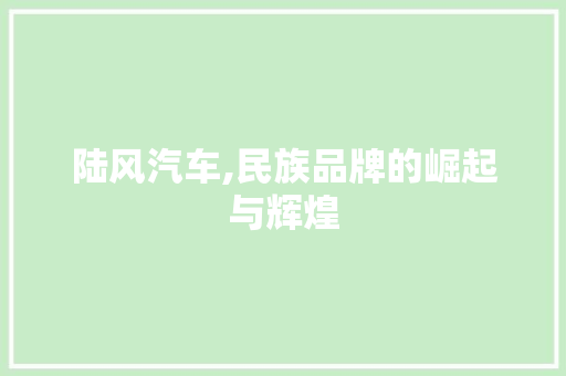陆风汽车,民族品牌的崛起与辉煌
