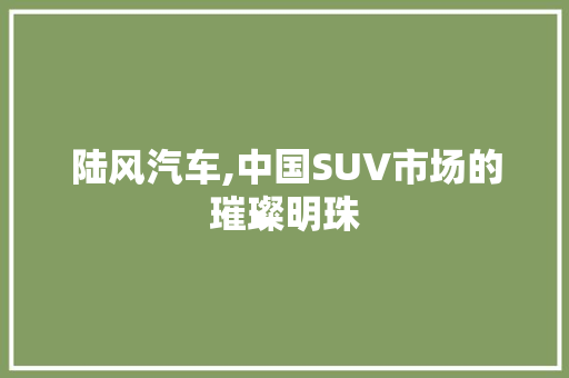 陆风汽车,中国SUV市场的璀璨明珠