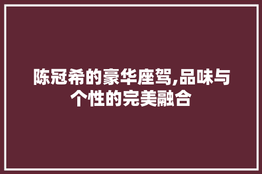 陈冠希的豪华座驾,品味与个性的完美融合