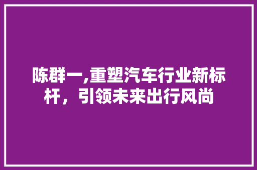 陈群一,重塑汽车行业新标杆，引领未来出行风尚