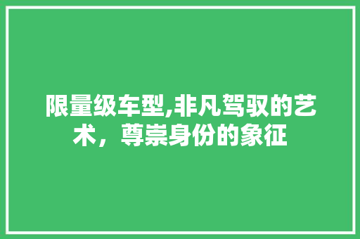 限量级车型,非凡驾驭的艺术，尊崇身份的象征