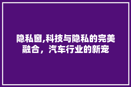 隐私窗,科技与隐私的完美融合，汽车行业的新宠