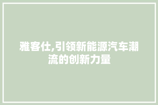 雅客仕,引领新能源汽车潮流的创新力量 底盘配件