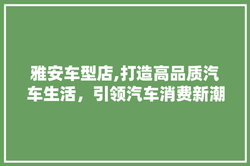 雅安车型店,打造高品质汽车生活，引领汽车消费新潮流